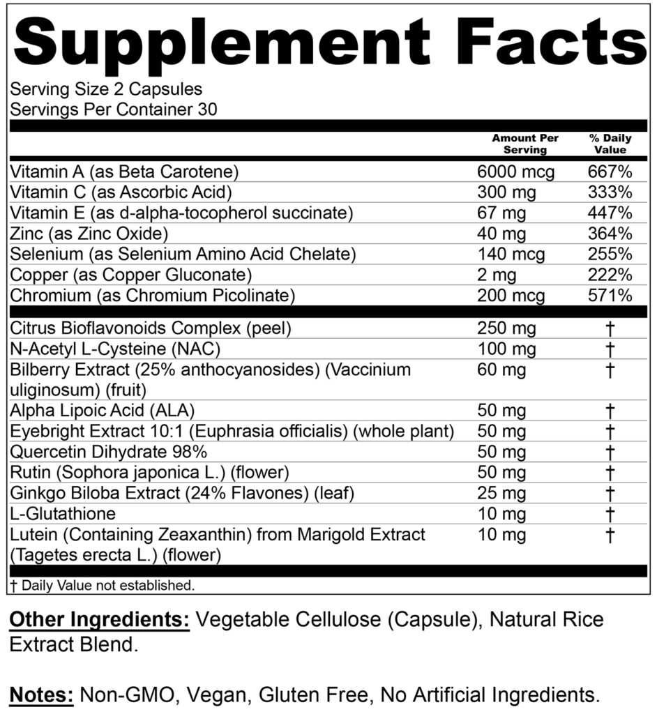 Ocu Plus Formula supplement facts